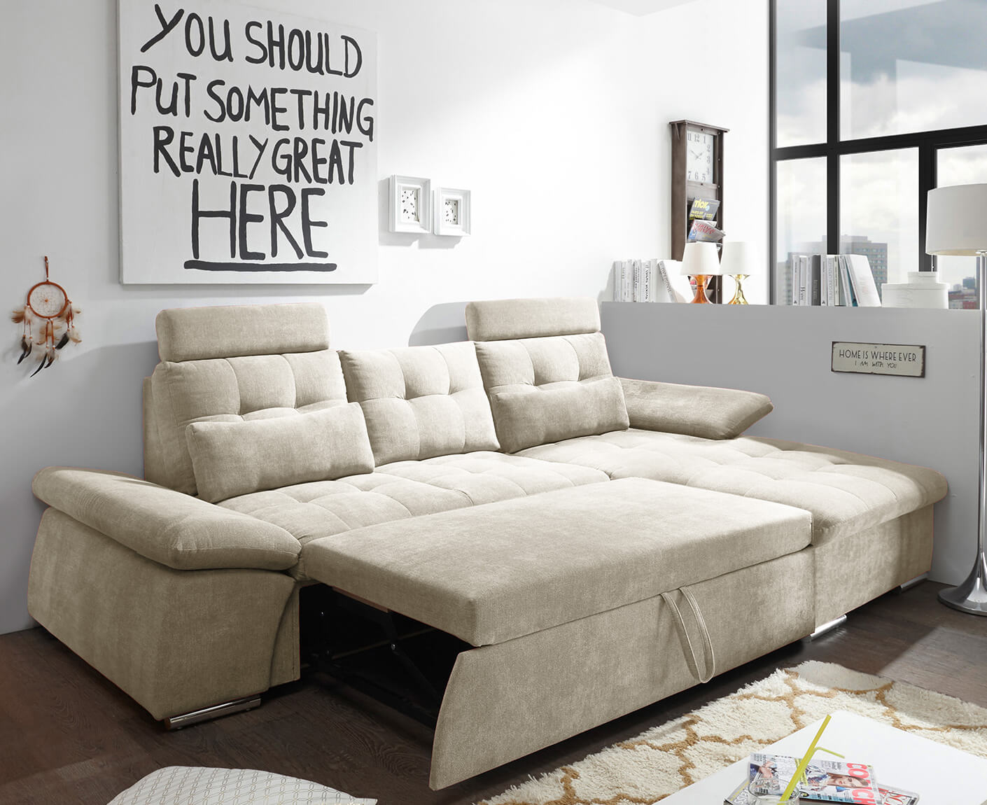 Nalo Ecksofa Longchair 268x170 cm, mit Schlaffunktion