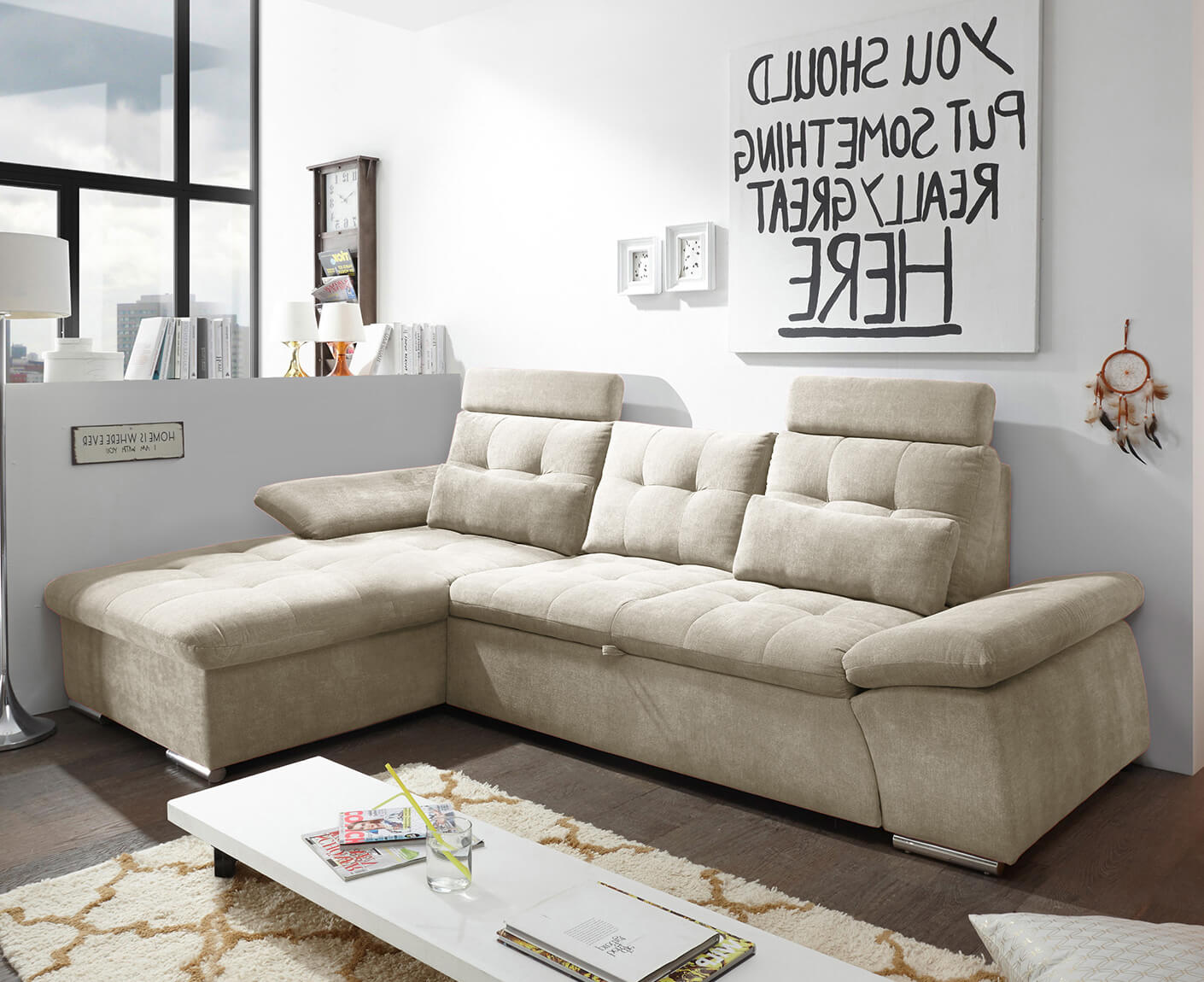 Nalo Ecksofa Longchair 268x170 cm, mit Schlaffunktion