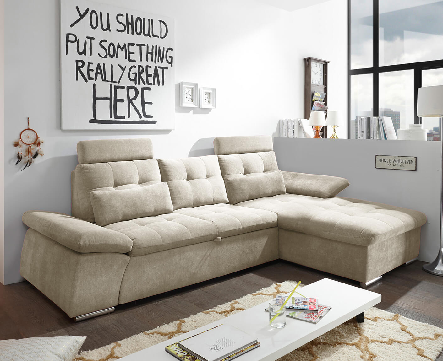 Nalo Ecksofa Longchair 268x170 cm, mit Schlaffunktion