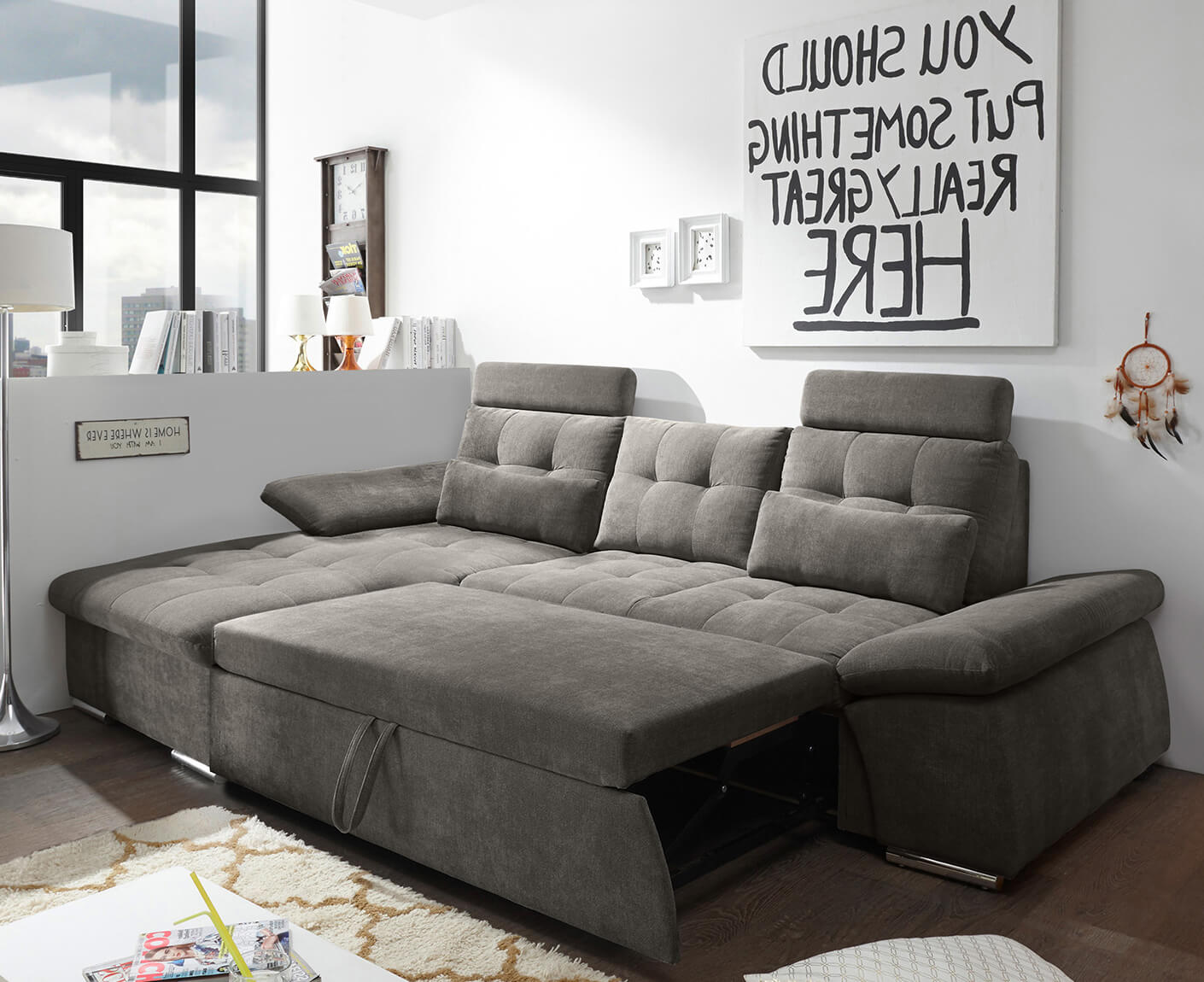 Nalo Ecksofa Longchair 268x170 cm, mit Schlaffunktion