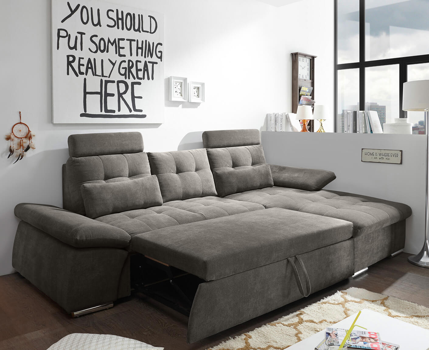 Nalo Ecksofa Longchair 268x170 cm, mit Schlaffunktion