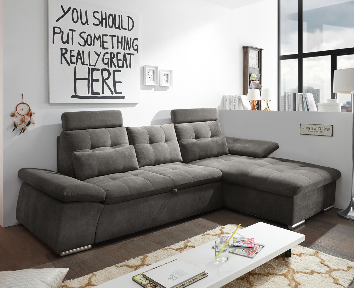 Nalo Ecksofa Longchair 268x170 cm, mit Schlaffunktion