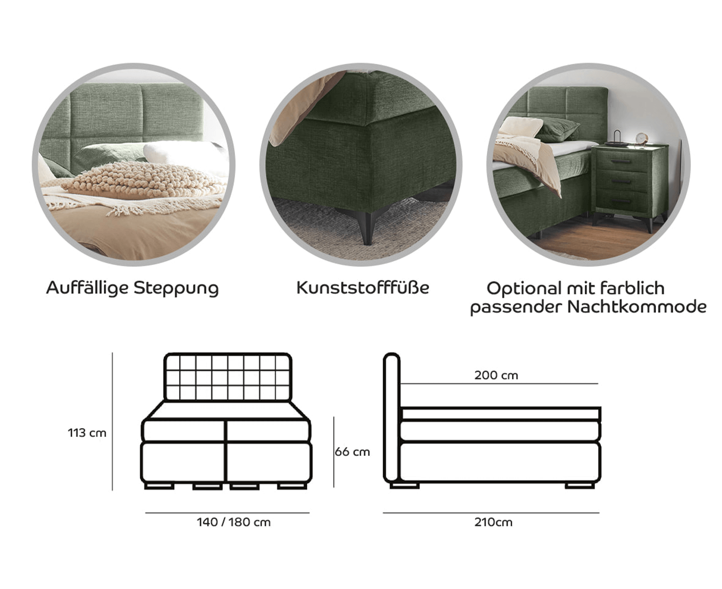 Navarra Boxspringbett Doppelbett 180x200 cm