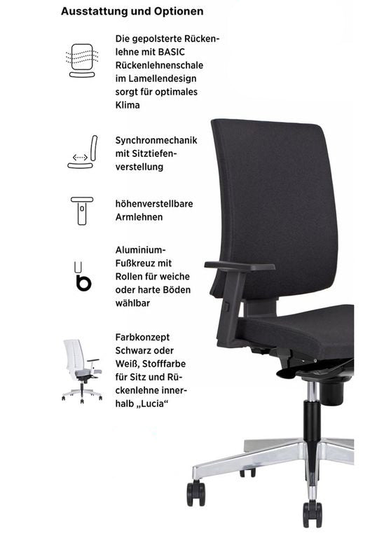 NAVIGO Bürostuhl / Drehstuhl Schwarz