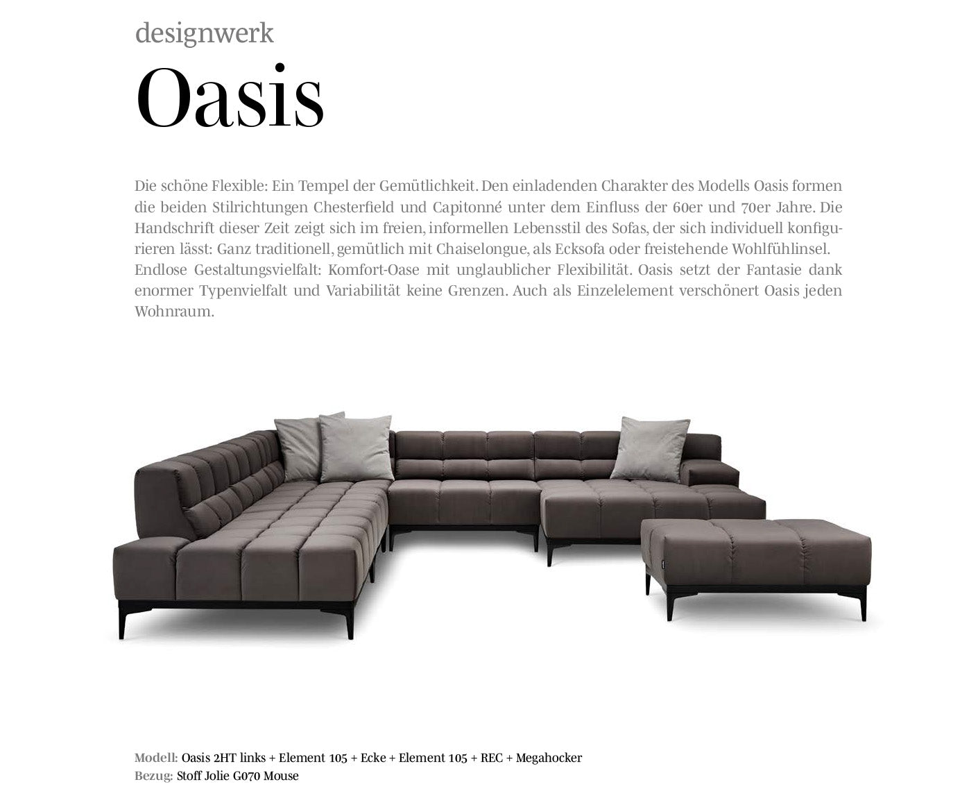 designwerk Oasis Wohnlandschaft | 362 x 360 cm | mit Rückenverstellung | Velourstoff