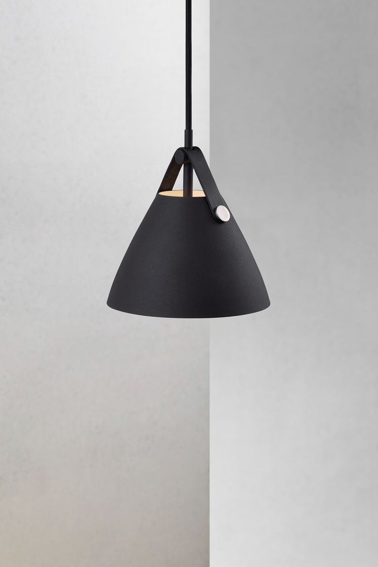 Strap Pendellampe Hängelampe Ø 16,5 cm Schwarz/Leder