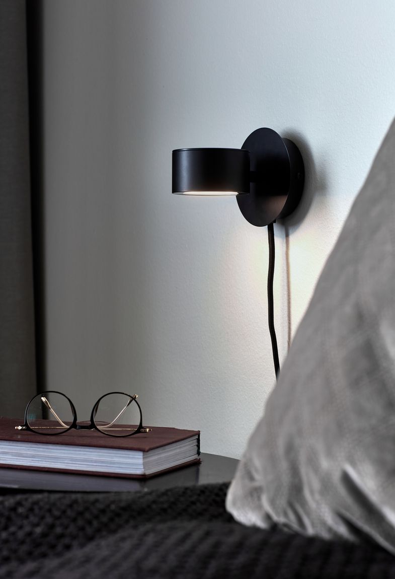 Clyde Wandlampe Ø 8,5 cm mit Moodmaker Dimmer Schwarz