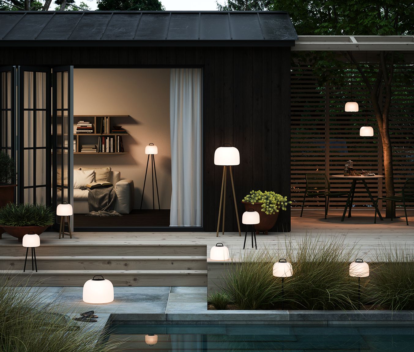Lampenstativ Tripod für Kettle Gartenlampe Massivholz