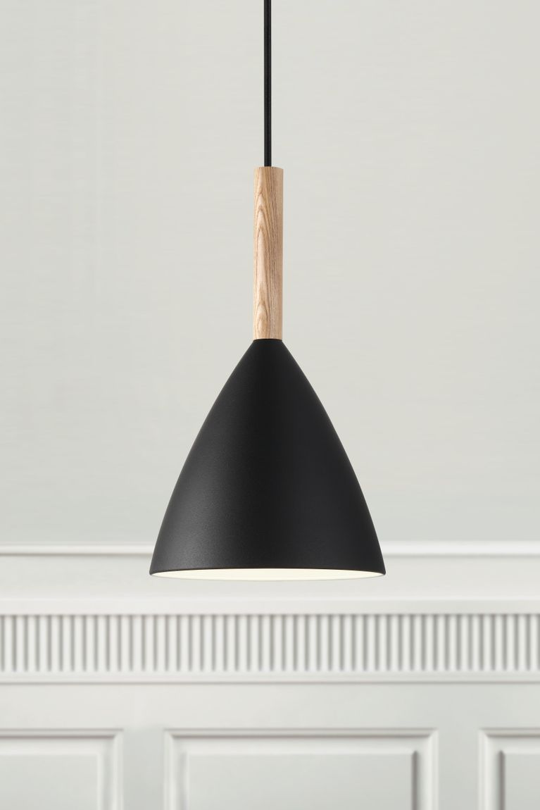 Pure Pendellampe Hängelampe Ø 20 cm Schwarz/Holz