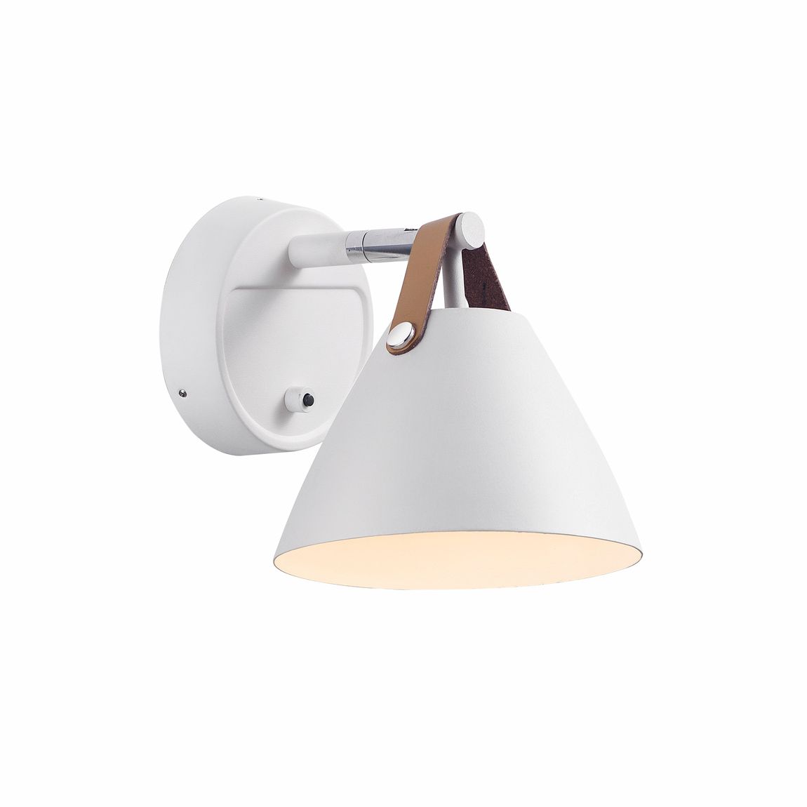 Strap Wandlampe Leselampe Ø 16,5 cm Weiß/Leder
