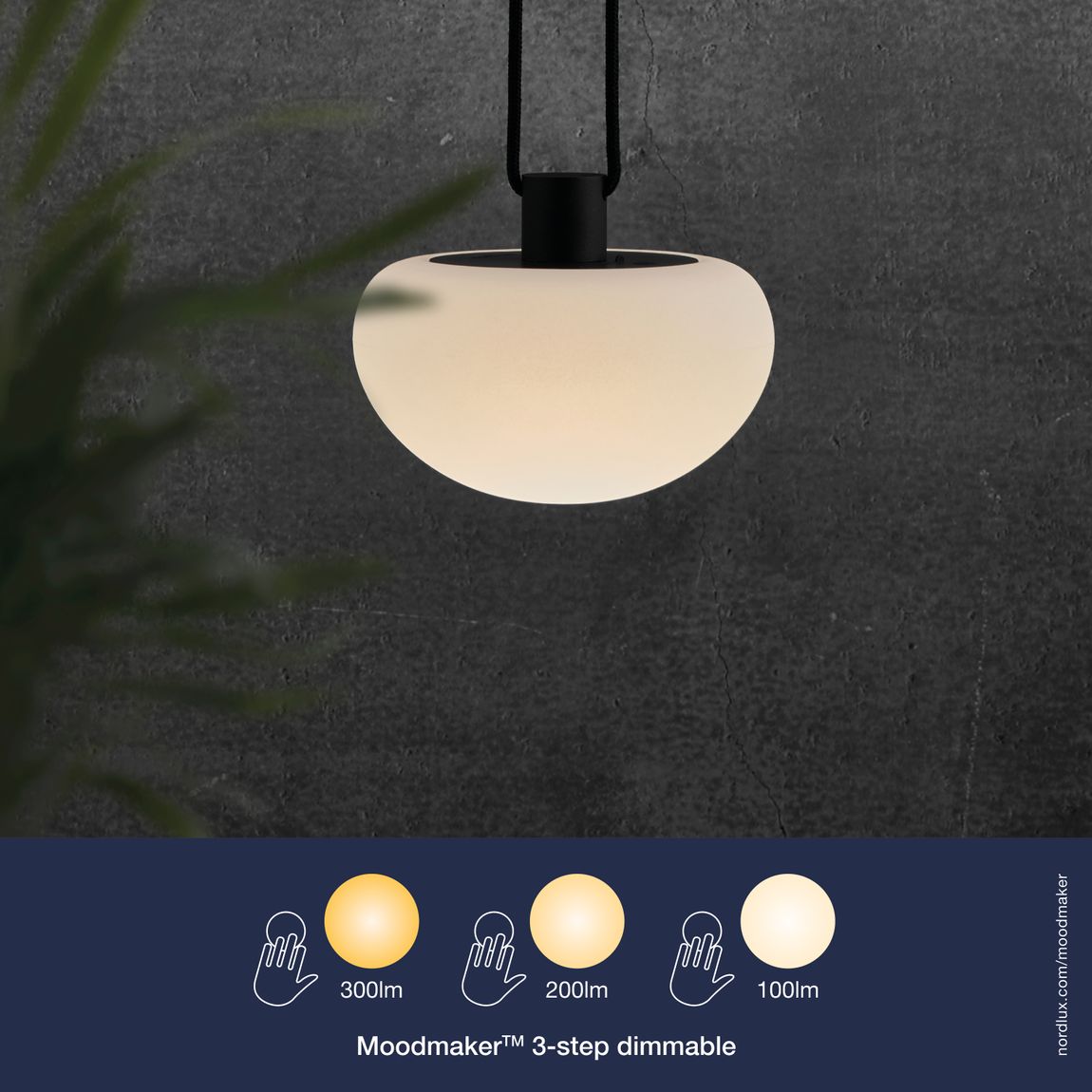 Sponge Pendellampe Hängelampe Ø 20 cm mit Moodmaker Dimmer Weiß/Schwarz