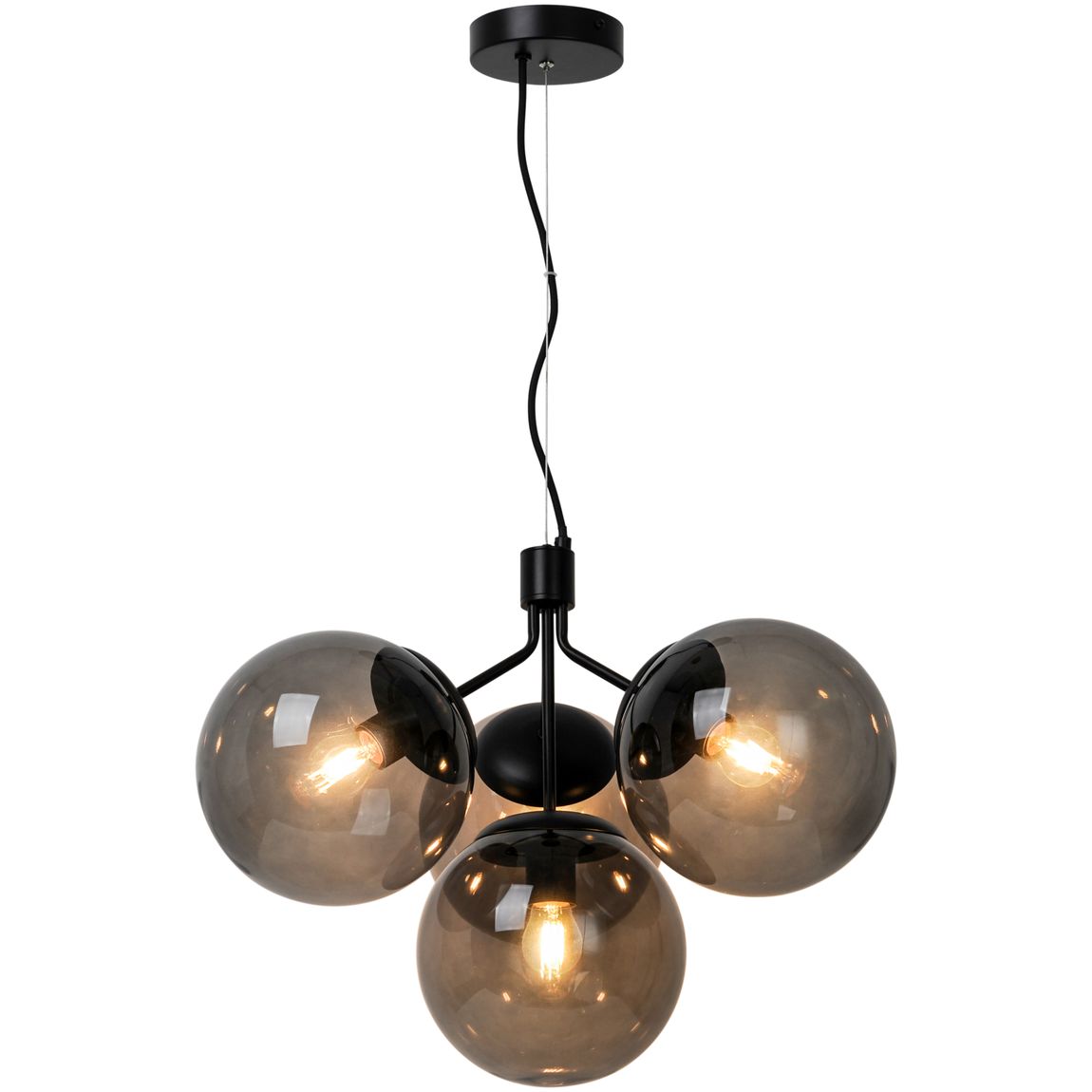 Ivona Hängelampe Ø 20 cm 4er Rauch / Schwarz