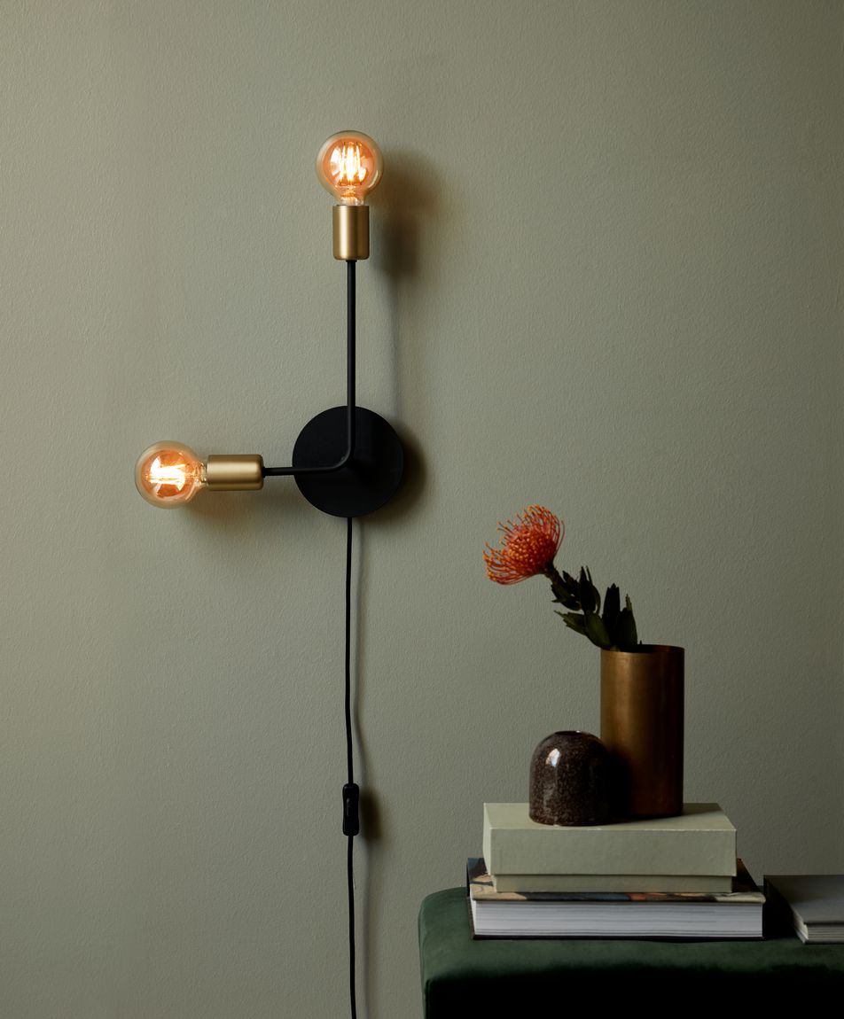 Josefine Wandlampe Leselampe Ø 4,2 cm Schwarz / Messing