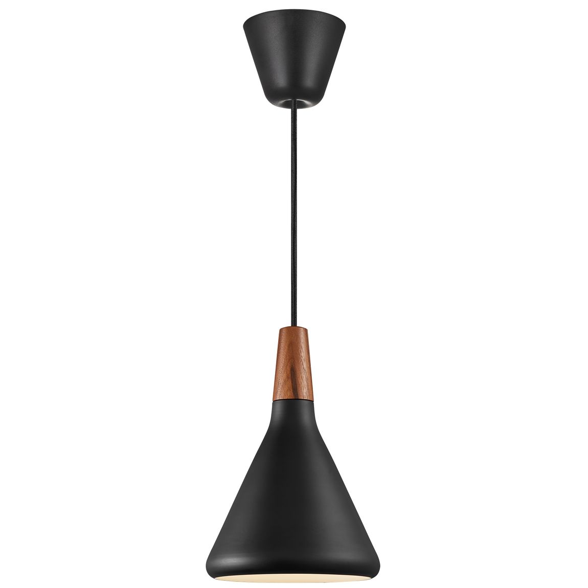 Nori Hängelampe Pendellampe Ø 18 cm Schwarz / Nussbaum