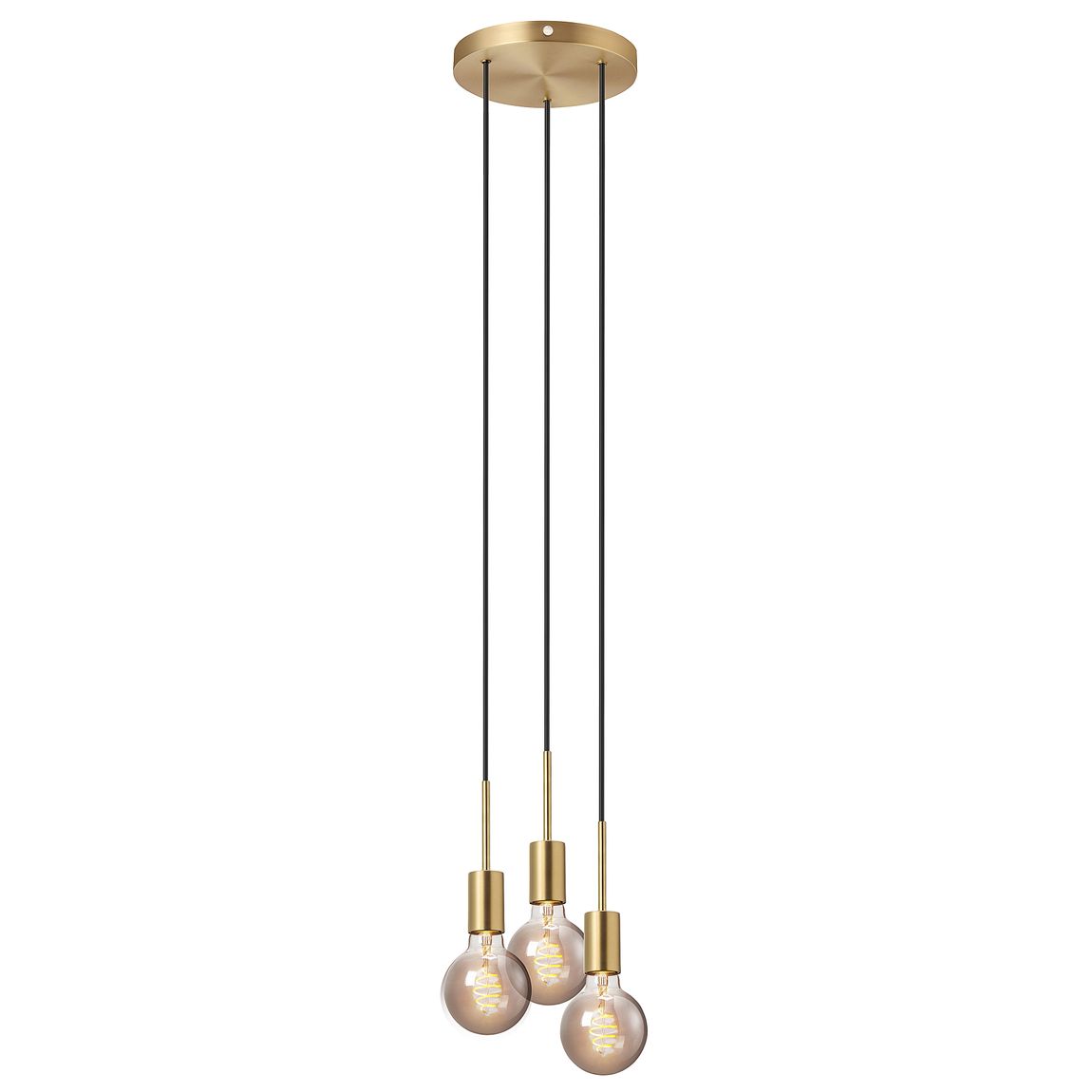 Paco Pendellampe Hängelampe 3-Lampen Schwarz Messing