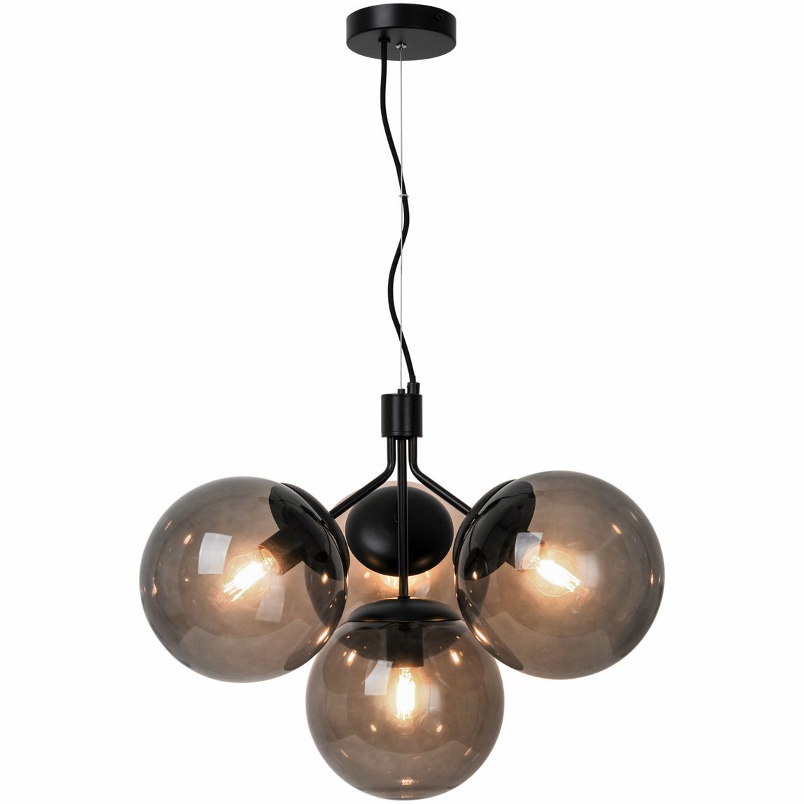 Ivona Hängelampe Ø 20 cm 4er Rauch / Schwarz