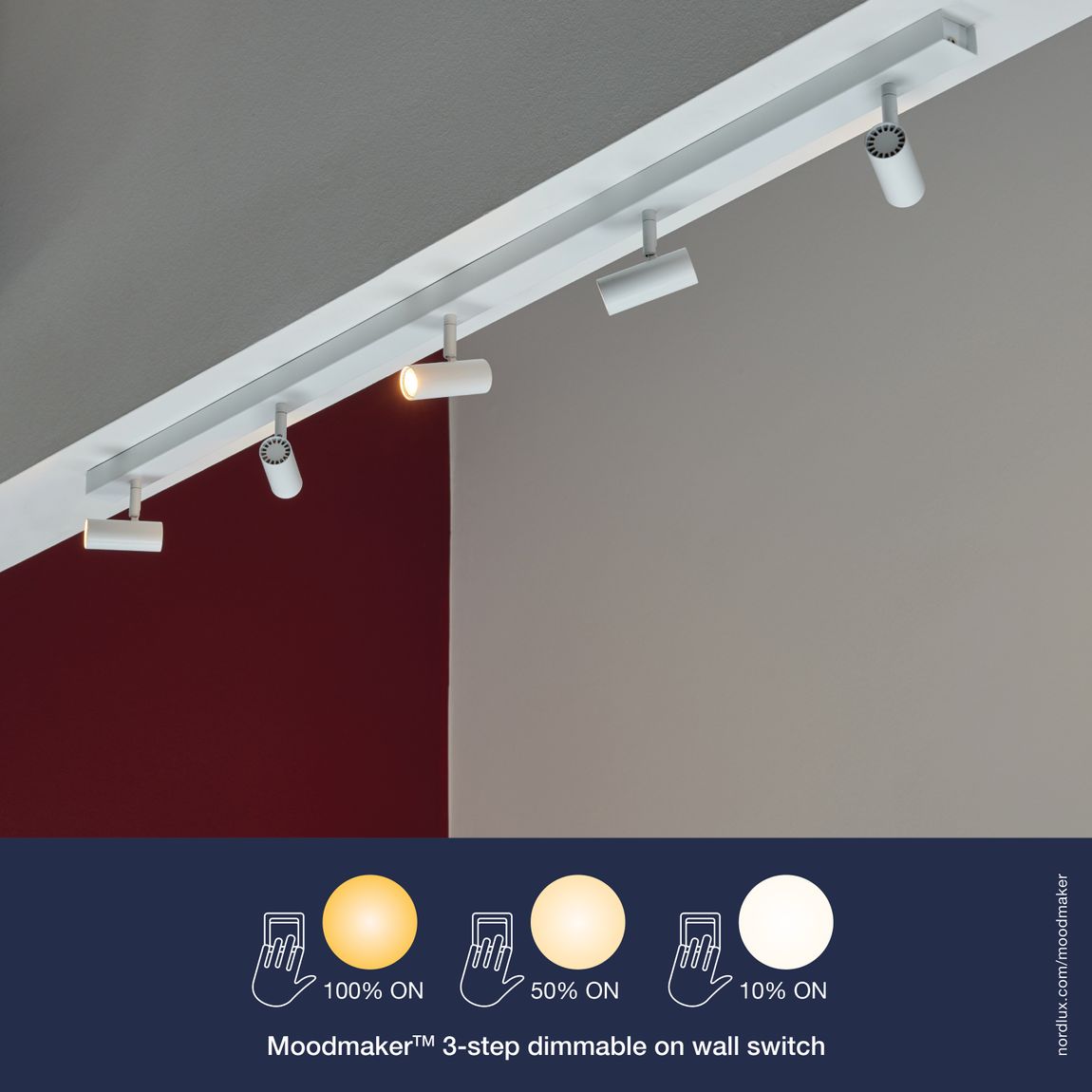 Omari Deckenlampe 118x12 cm mit Moodmaker Dimmer Weiß