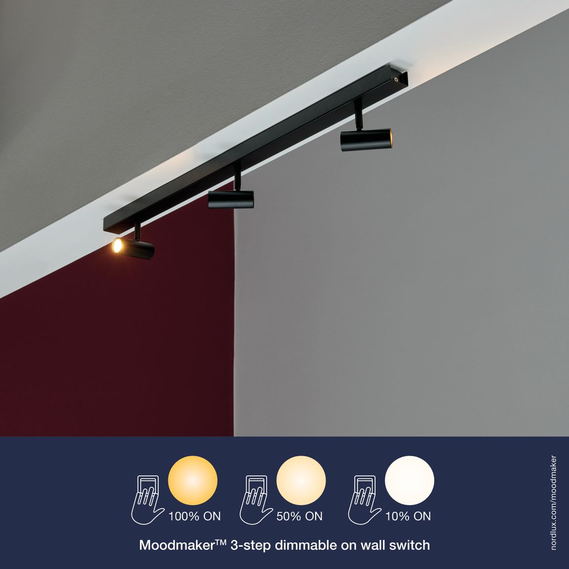Omari Deckenlampe 78x12 cm mit Moodmaker Dimmer Schwarz