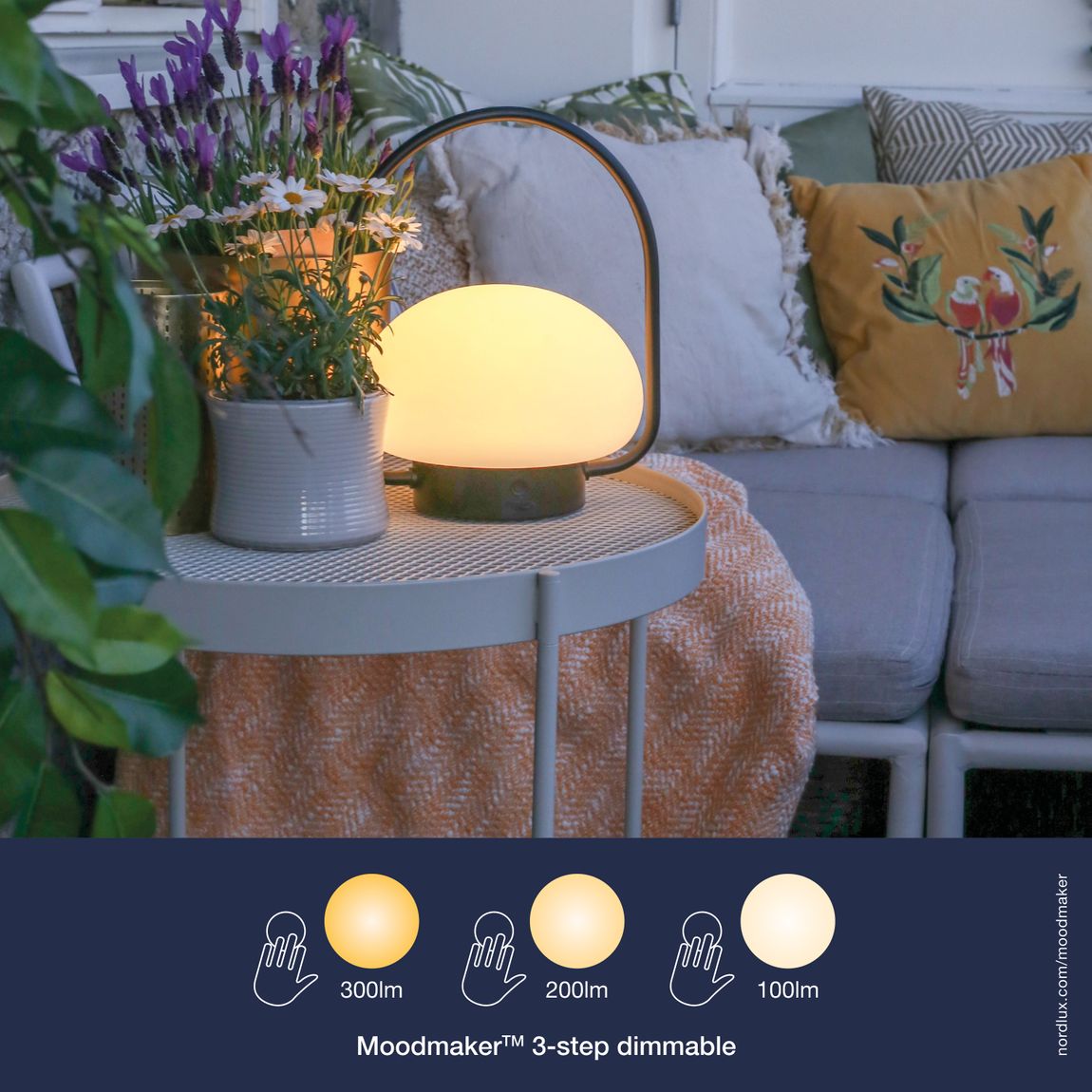 Sponge To-Go LED-Lampe Ø 22,5 cm mit Moodmaker Dimmer Outdoor Schwarz