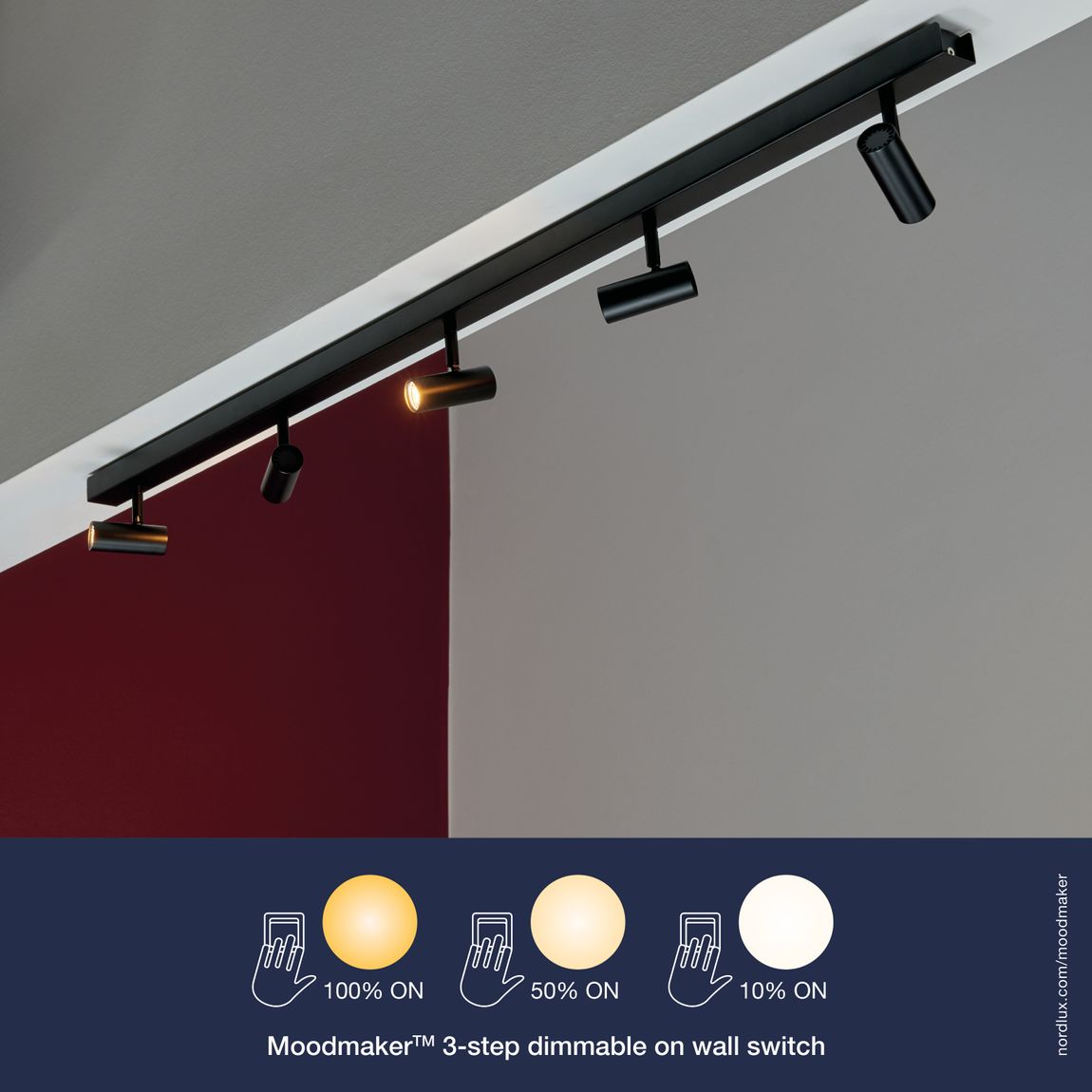 Omari Deckenlampe 118x12 cm mit Moodmaker Dimmer Schwarz