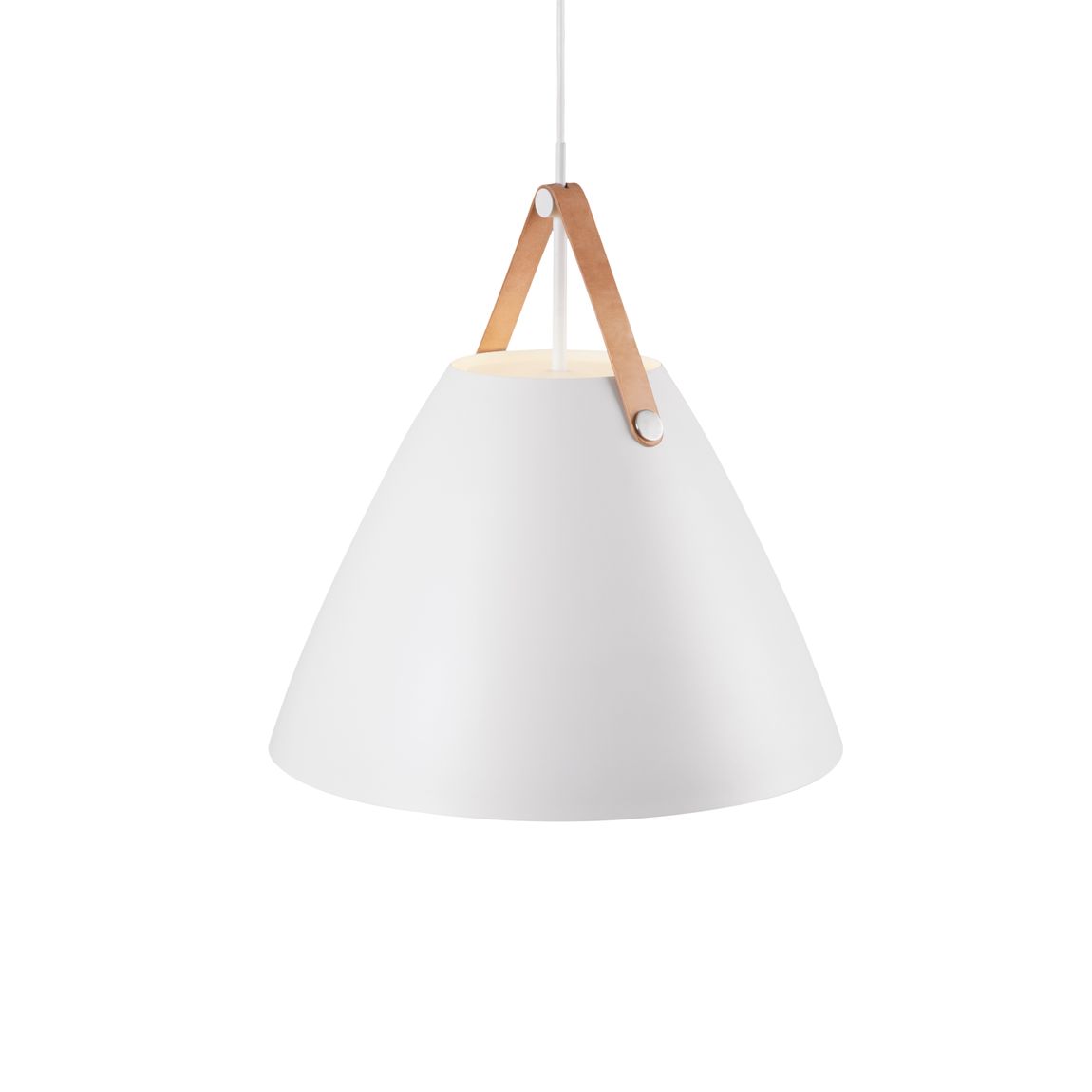 Strap Pendellampe Hängelampe Ø 48 cm Weiß/Leder