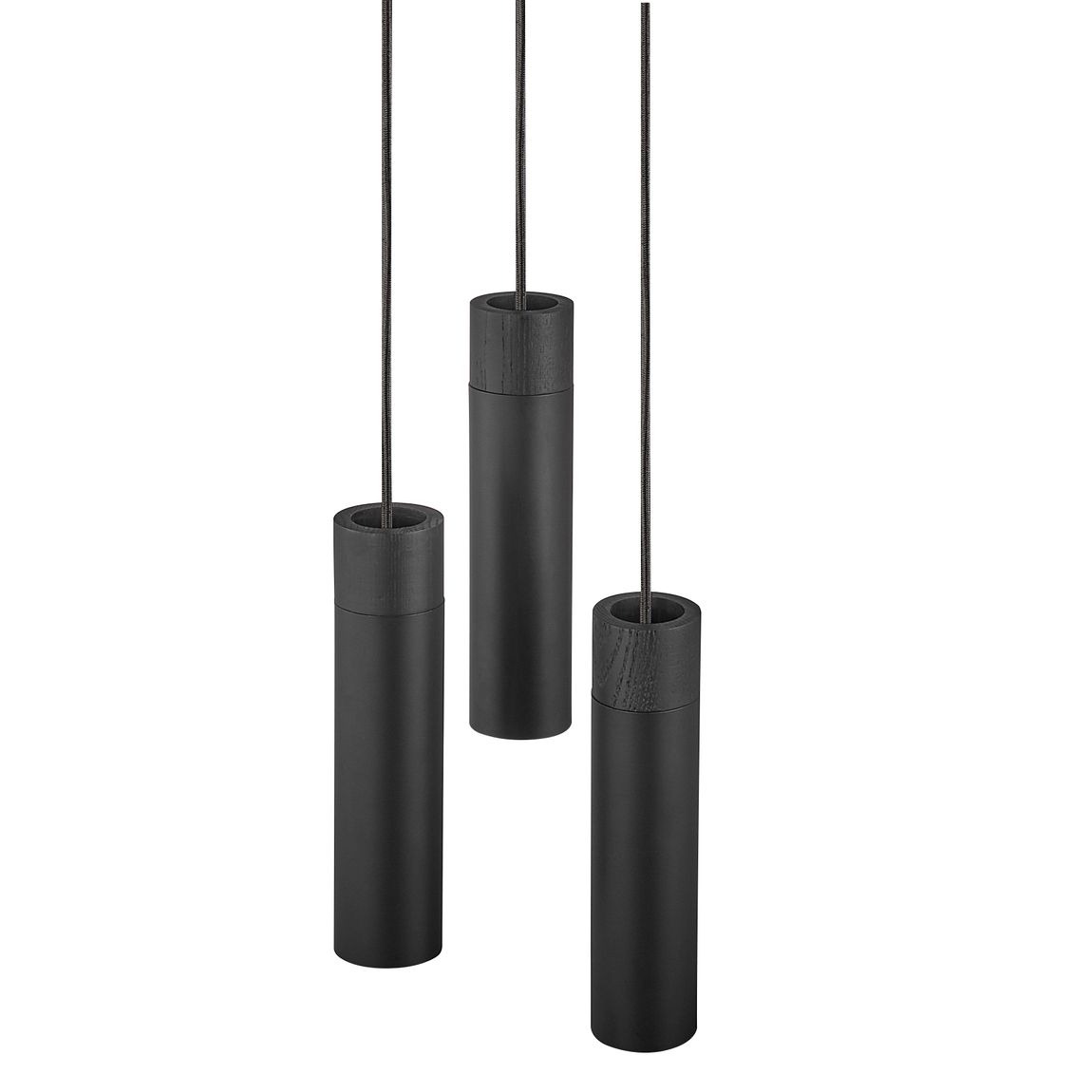 Tilo 3er Set Hängelampe Esche/Metall Schwarz