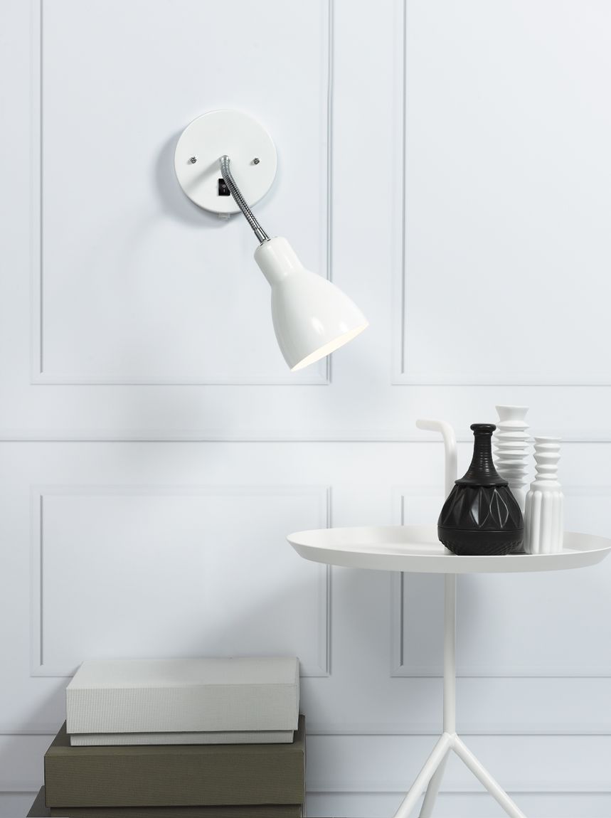 Cyclone Wandlampe Leselampe Ø 11 cm Weiß