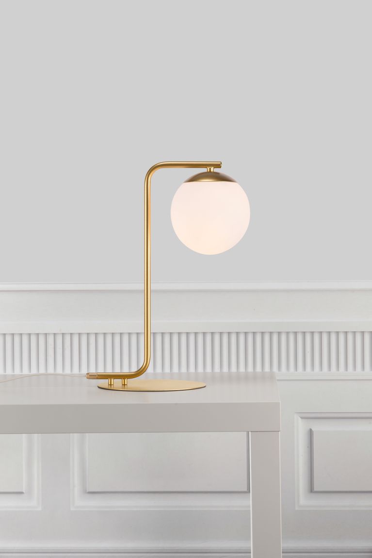 Grant Tischlampe Ø 14,5 cm Opalweiß / Messing