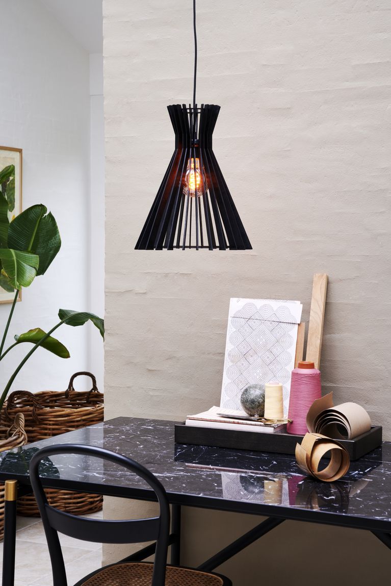 Groa Pendellampe Hängelampe Ø 34 cm Schwarz/Holz