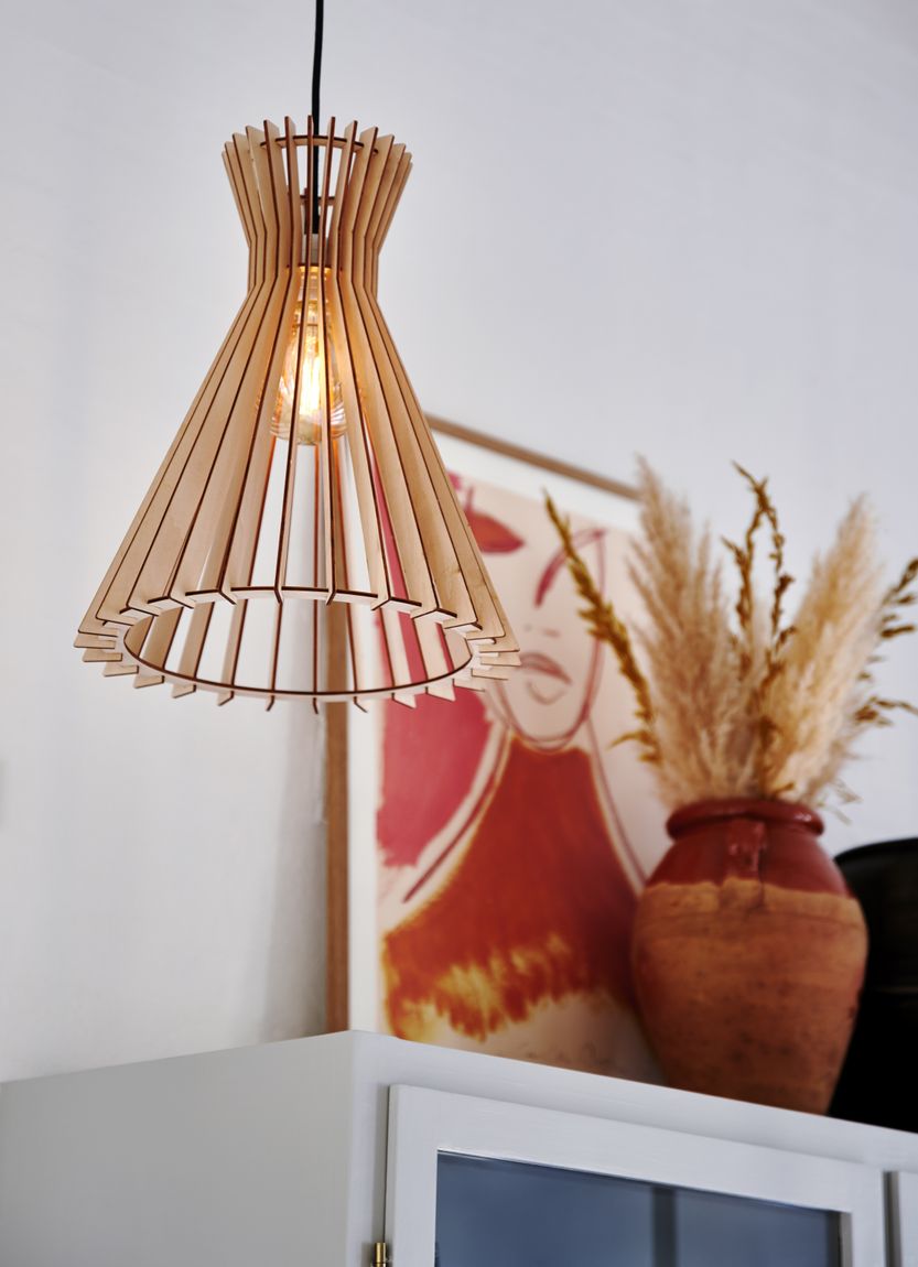 Groa Pendellampe Hängelampe Ø 34 cm Natur/Holz