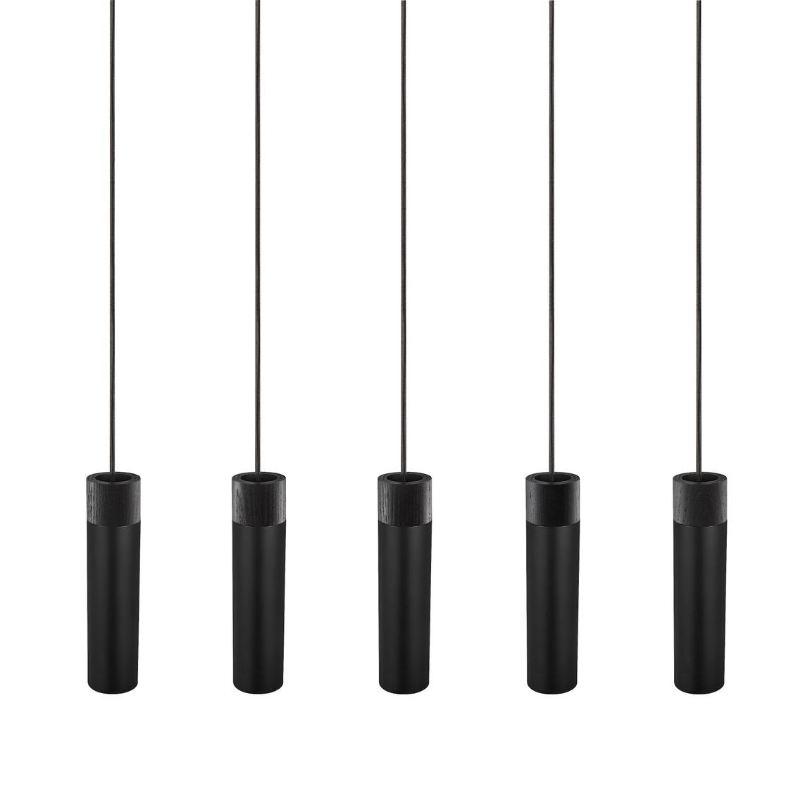 Tilo 5er Set Hängelampe Esche/Metall Schwarz
