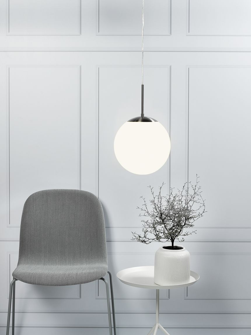 Cafe Pendellampe Hängelampe Ø 30 cm Weiß / Silber