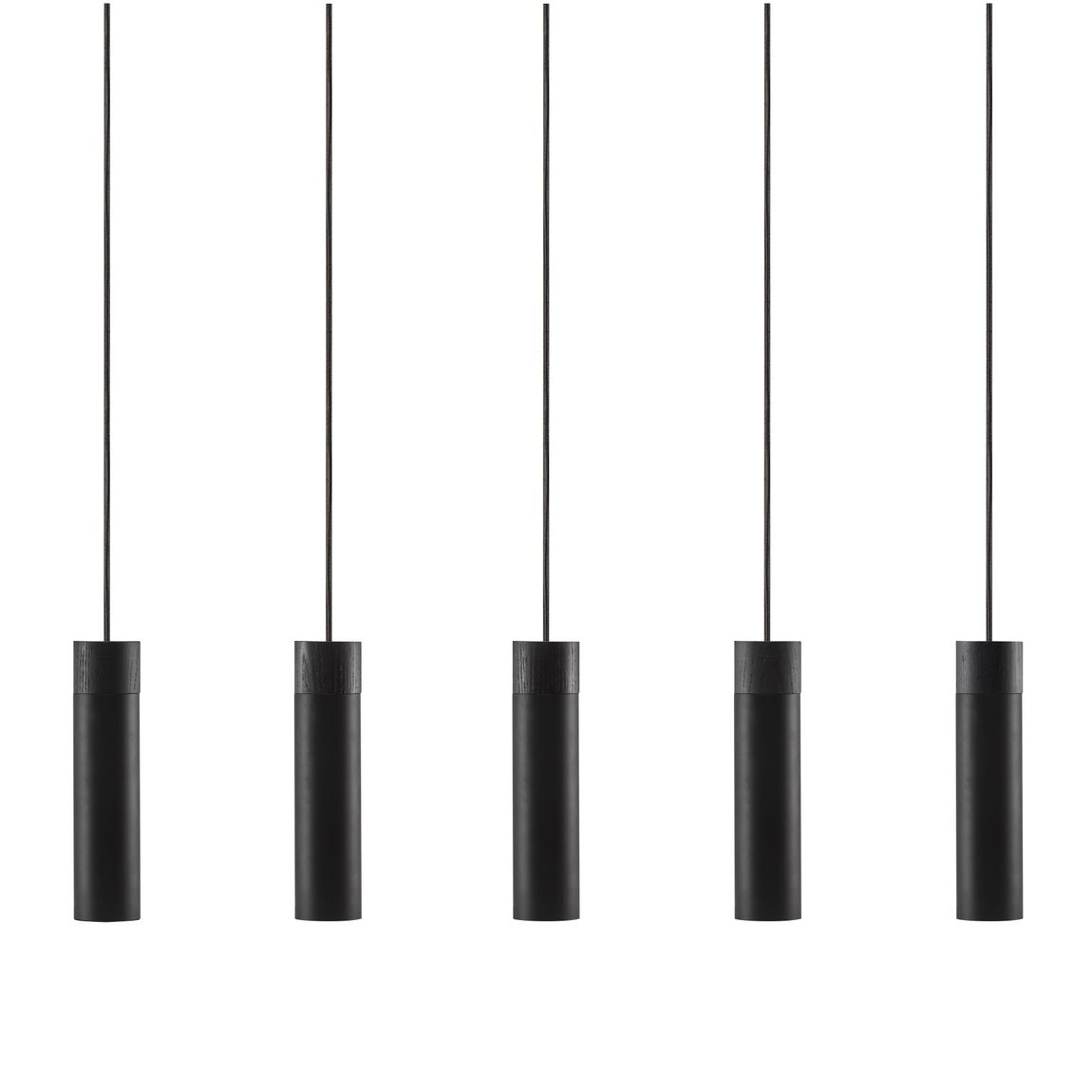 Tilo 5er Set Hängelampe Esche/Metall Schwarz