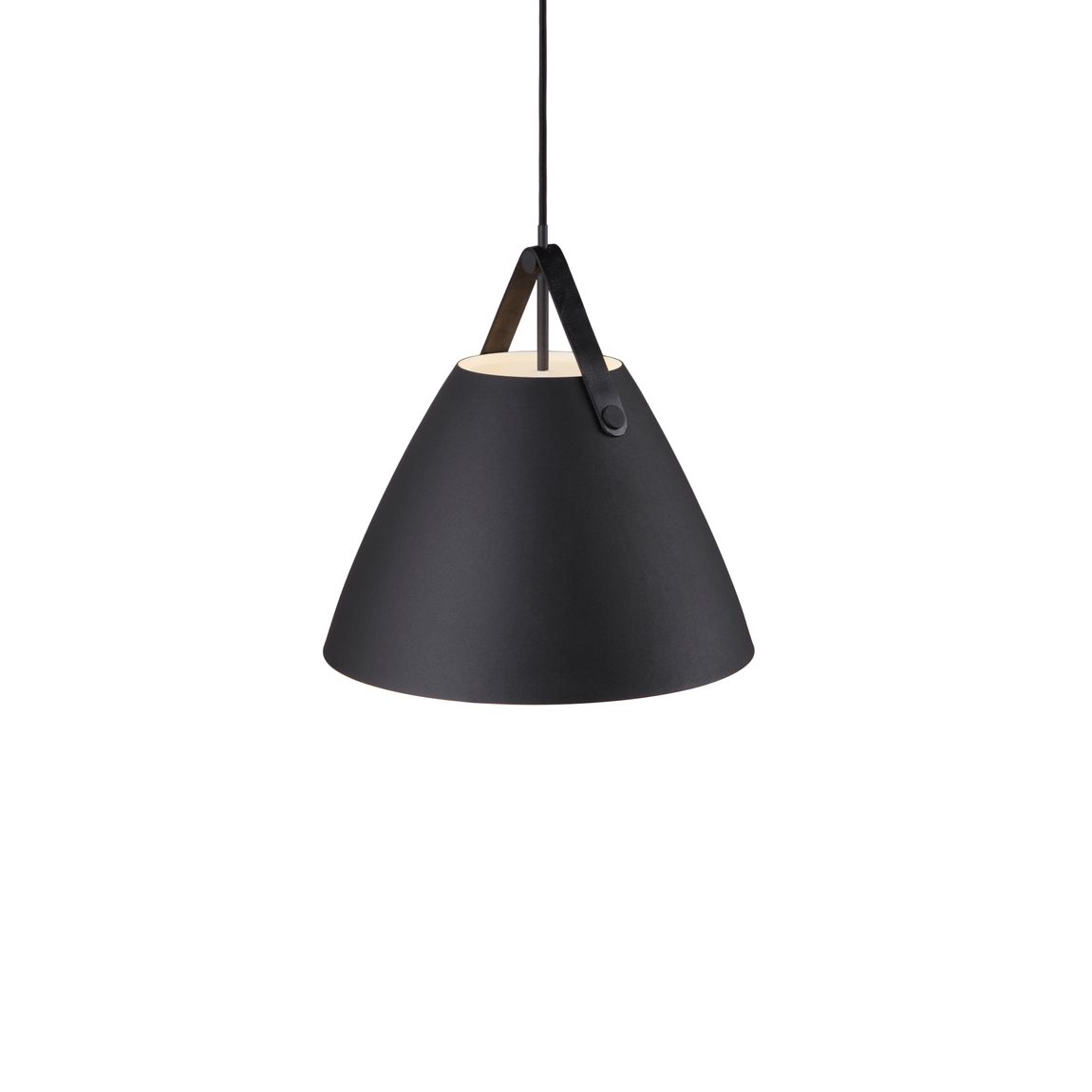 Strap Pendellampe Hängelampe Ø 36 cm Schwarz/Leder