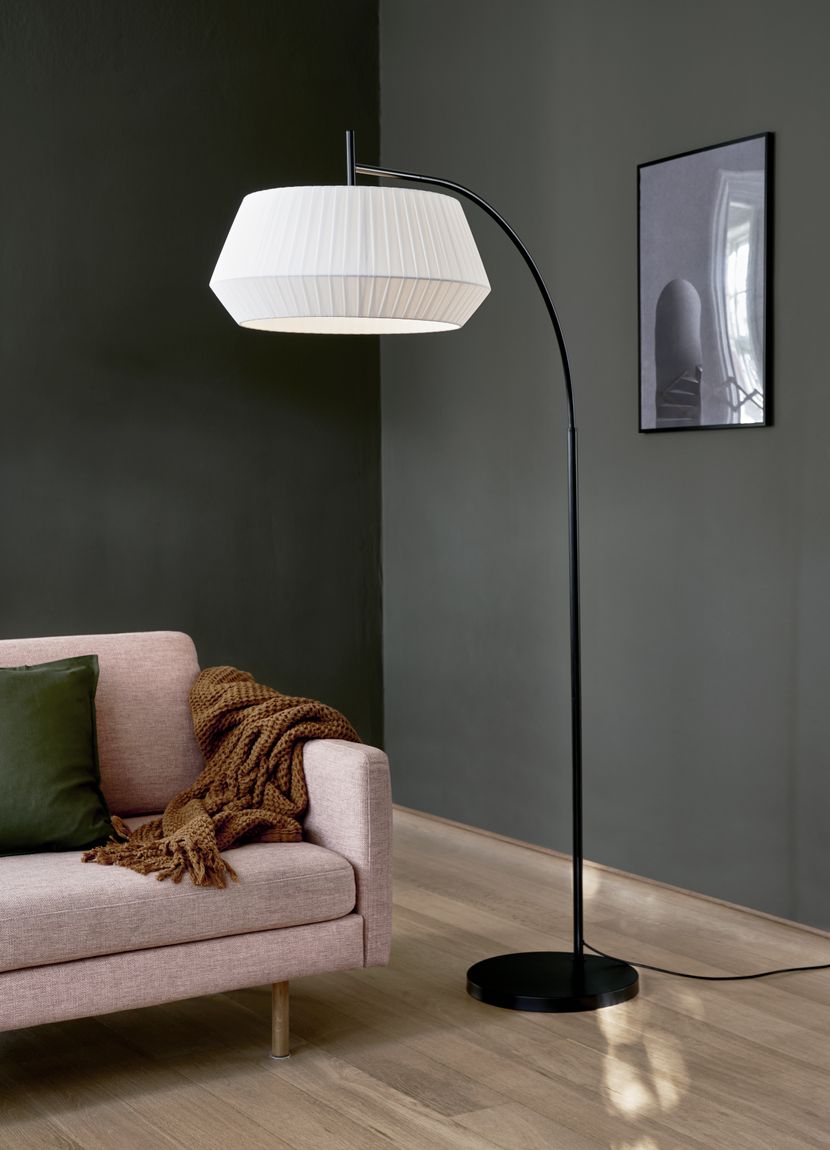 Dicte Stehlampe Leselampe Ø 53 cm Weiß / Schwarz