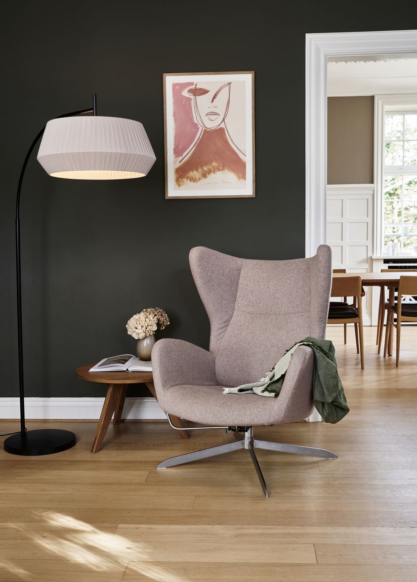 Dicte Stehlampe Leselampe Ø 53 cm Beige / Schwarz