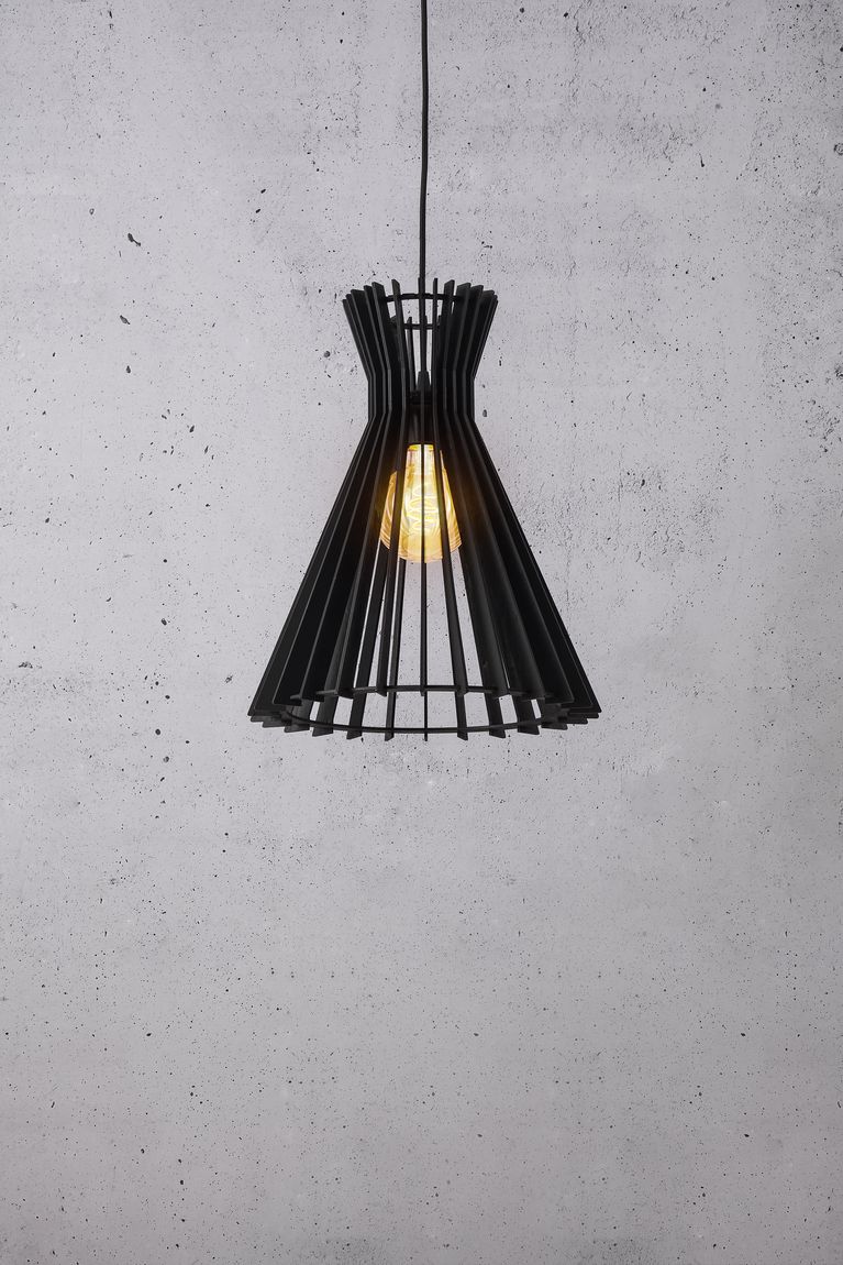 Groa Pendellampe Hängelampe Ø 34 cm Schwarz/Holz