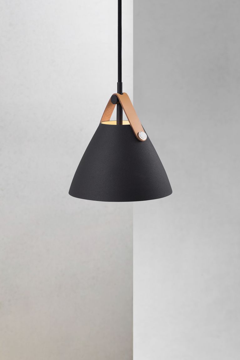 Strap Pendellampe Hängelampe Ø 16,5 cm Schwarz/Leder