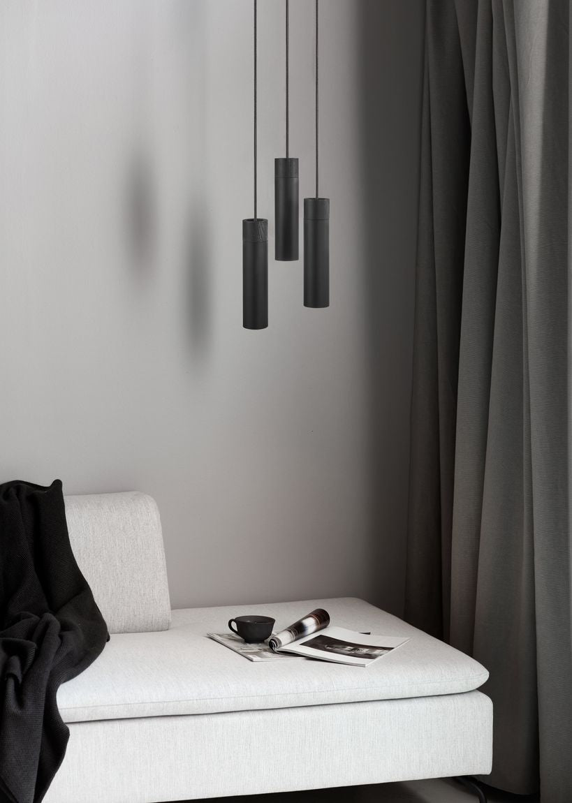 Tilo 3er Set Hängelampe Esche/Metall Schwarz