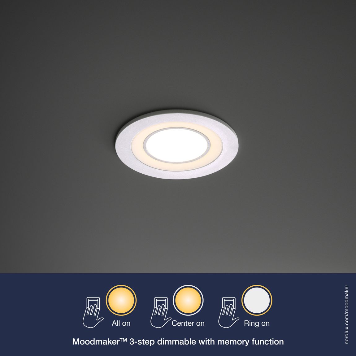 Clyde LED Einbaustrahler Ø 6,5 cm mit Moodmaker Dimmer Weiß