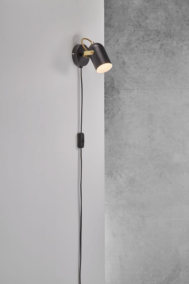 Lotus Wandlampe Leselampe Ø 6,6 cm Schwarz/Messing