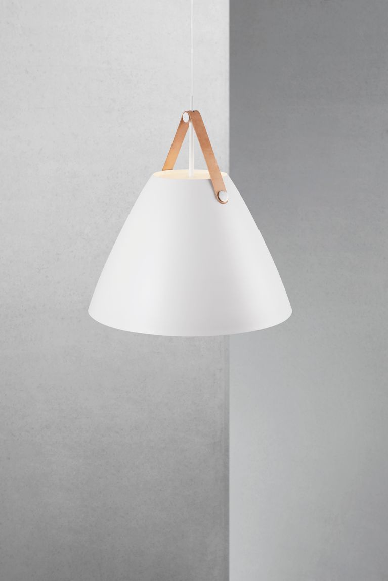Strap Pendellampe Hängelampe Ø 48 cm Weiß/Leder