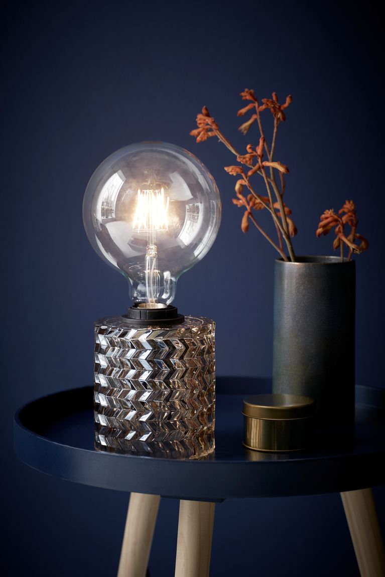 Hollywood Tischlampe Leselampe Ø 10 cm Bernstein / Schwarz