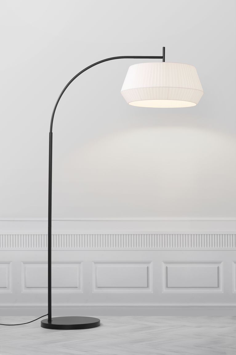 Dicte Stehlampe Leselampe Ø 53 cm Weiß / Schwarz