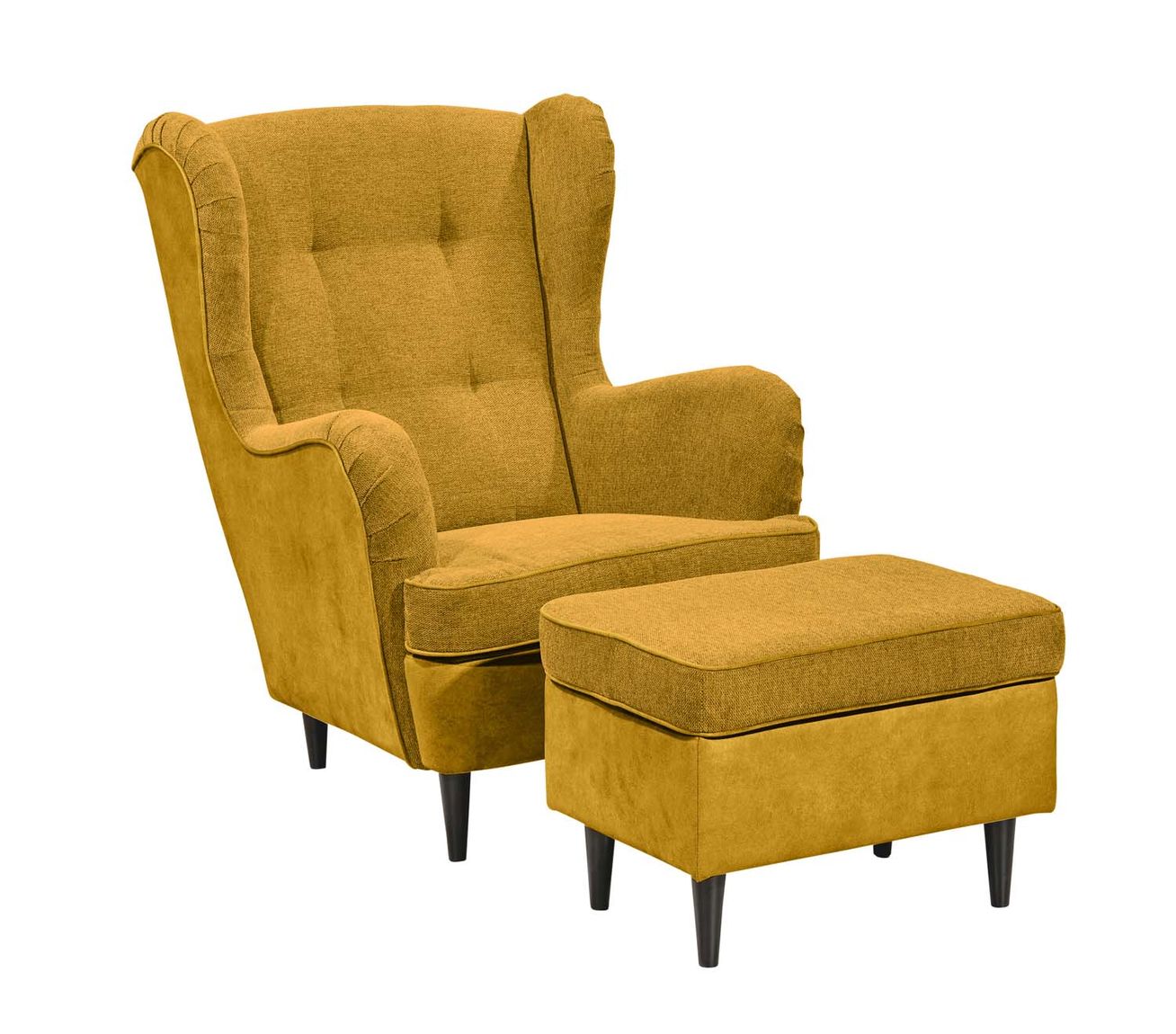 Oskar Sessel mit Hocker 2-farbig Gelb