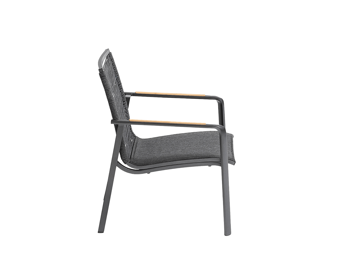 Kettler Dinning Diamond Loungesessel Rope Anthrazit-Teak / Anthrazit