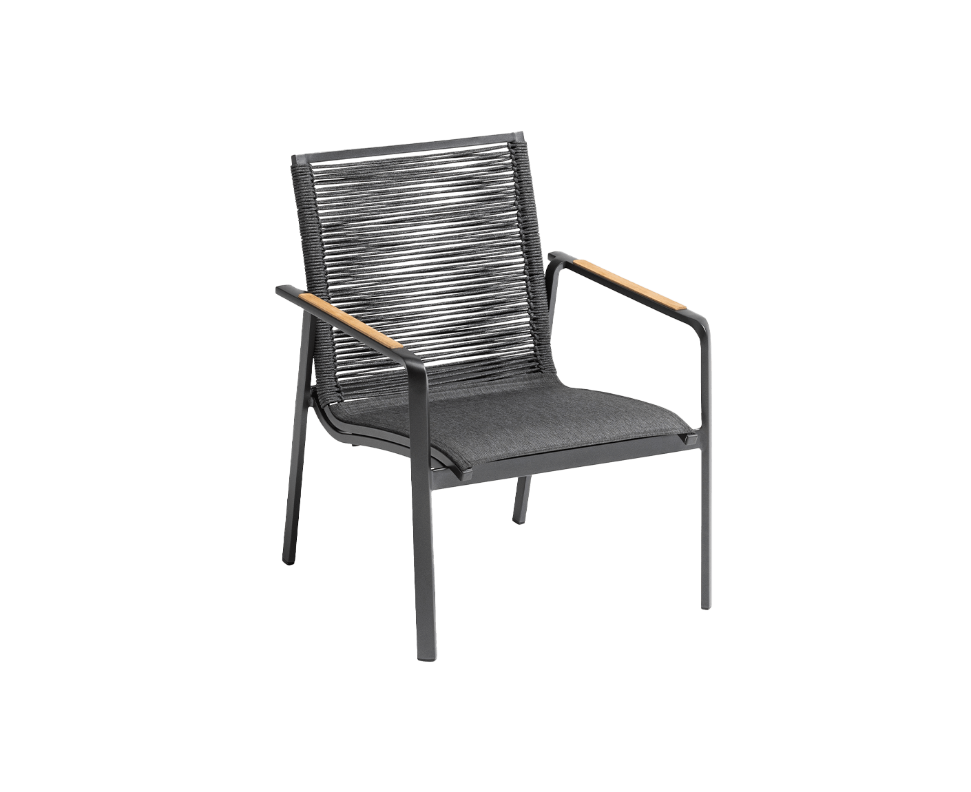 Kettler Dinning Diamond Loungesessel Rope Anthrazit-Teak / Anthrazit