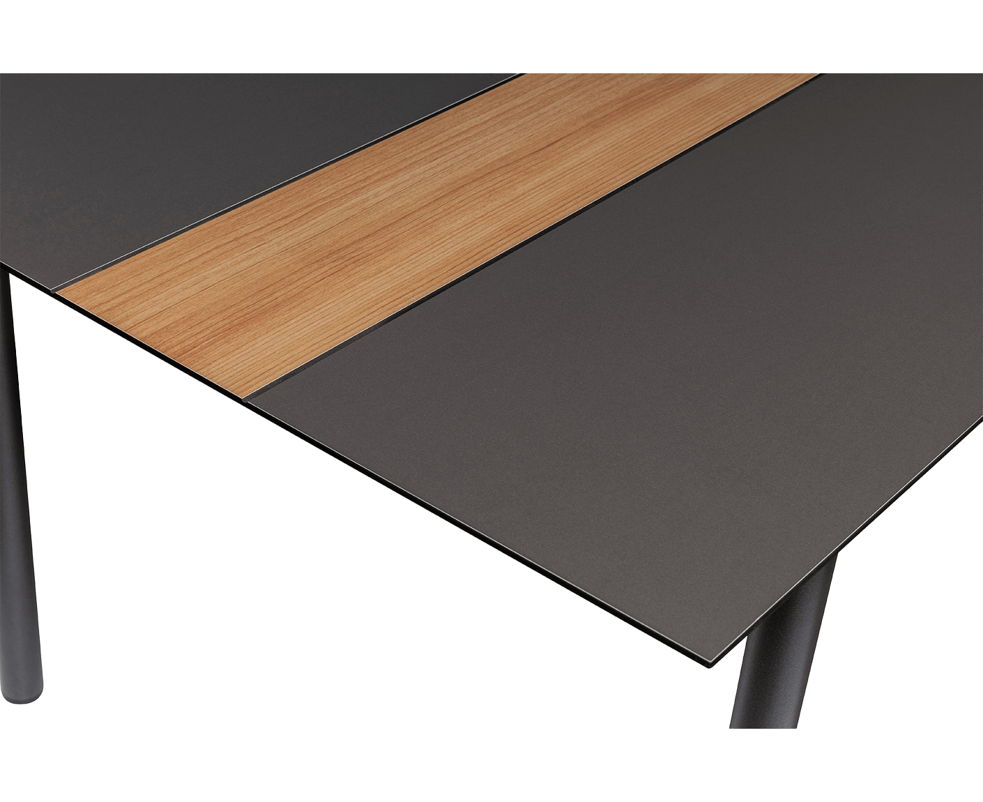 Kettler HPL Tischplatte 250 x 97 cm Dunkelgrau / Teak Optik