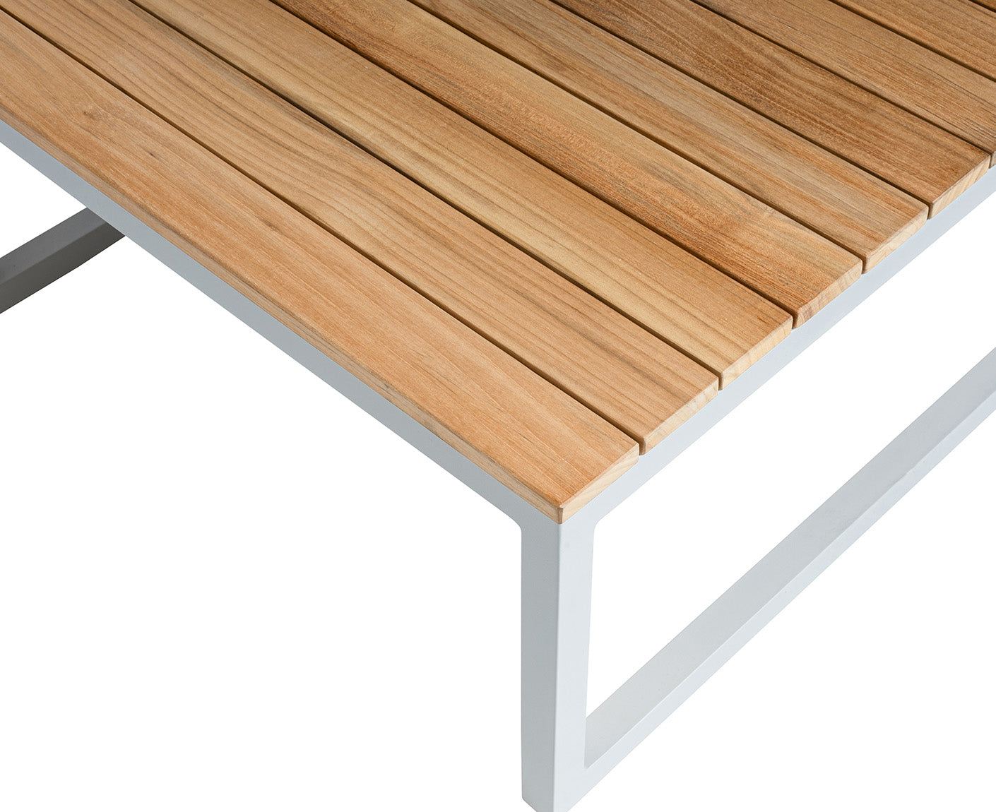 Kettler Ocean Skid Platform Lounge Tisch 90x70 cm, Weiß / Teakholz