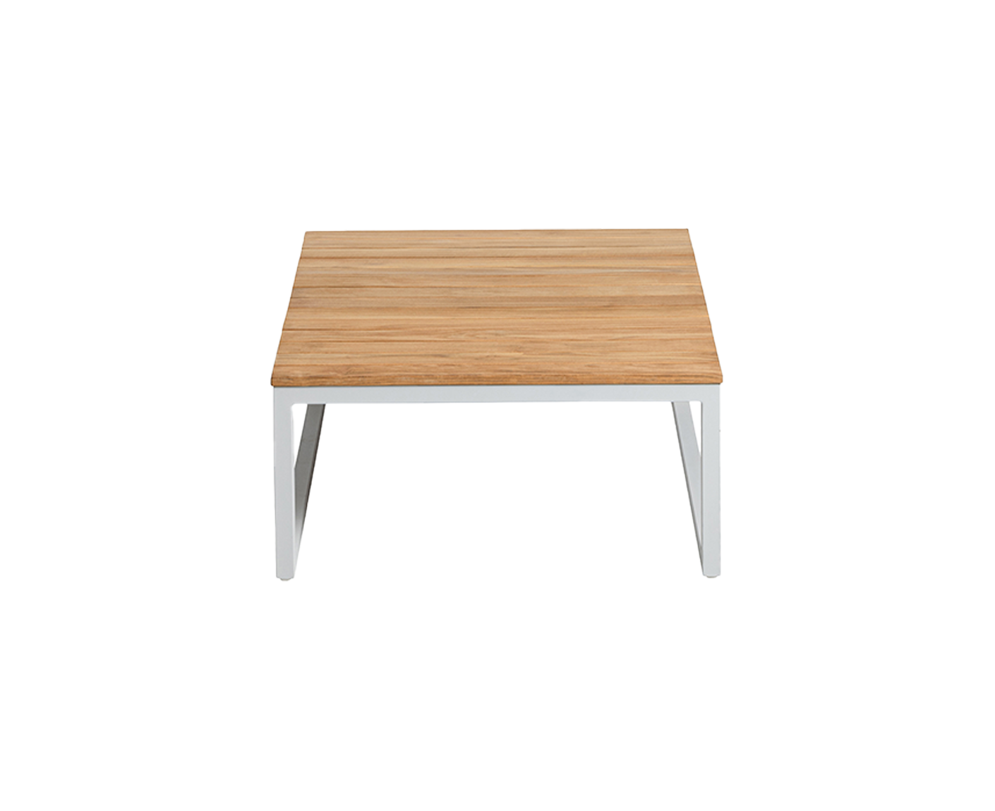 Kettler Ocean Skid Platform Lounge Tisch 90x70 cm, Weiß / Teakholz